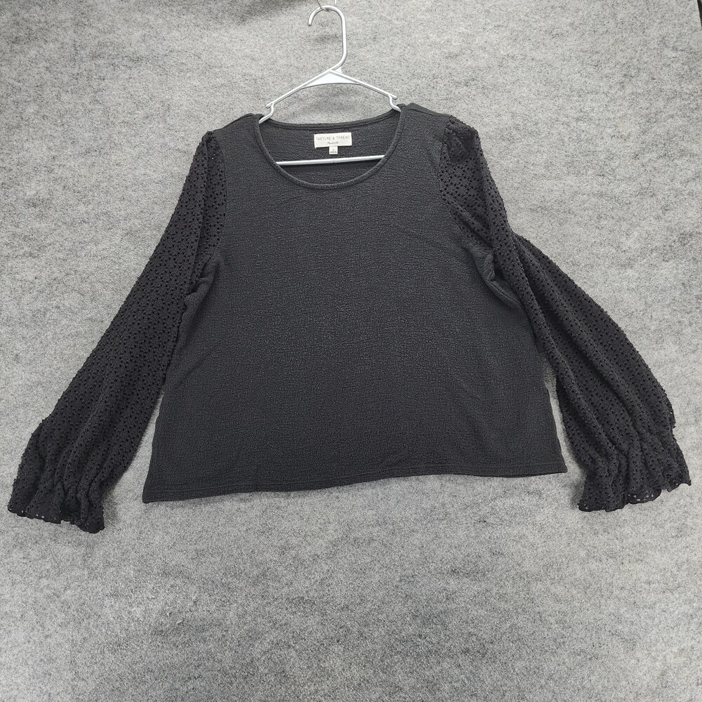 Texture Thread Madewell Shirt Womens Large Long Sleeve Black